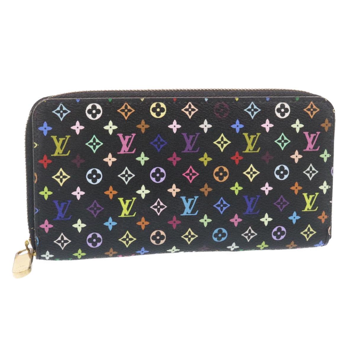 LOUIS VUITTON Monogram Multicolor Zippy Wallet Black M60050 LV Auth tp141