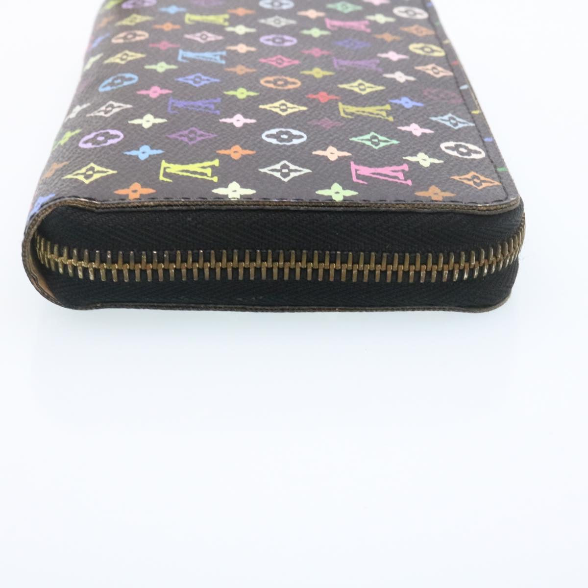 LOUIS VUITTON Monogram Multicolor Zippy Wallet Black M60050 LV Auth tp141