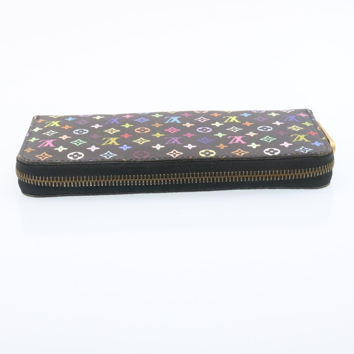 LOUIS VUITTON Monogram Multicolor Zippy Wallet Black M60050 LV Auth tp141