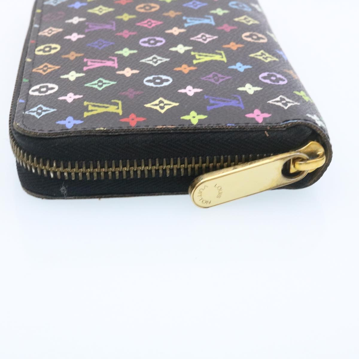 LOUIS VUITTON Monogram Multicolor Zippy Wallet Black M60050 LV Auth tp141