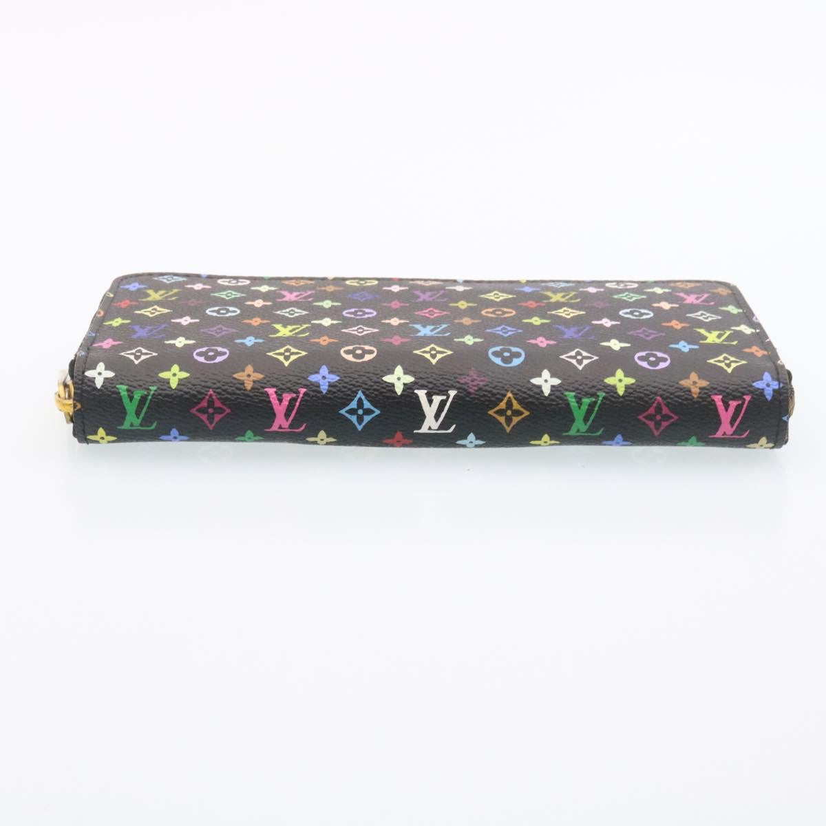 LOUIS VUITTON Monogram Multicolor Zippy Wallet Black M60050 LV Auth tp141