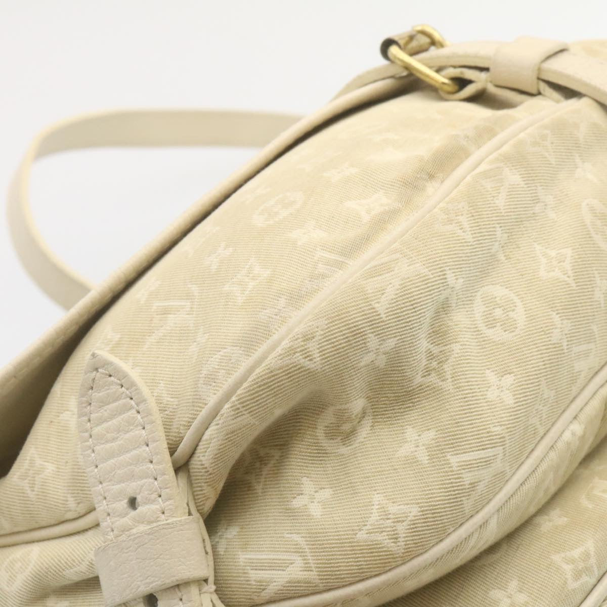 LOUIS VUITTON Monogram Mini Lin Saumur Shoulder Bag Dune M95314 Auth tp159