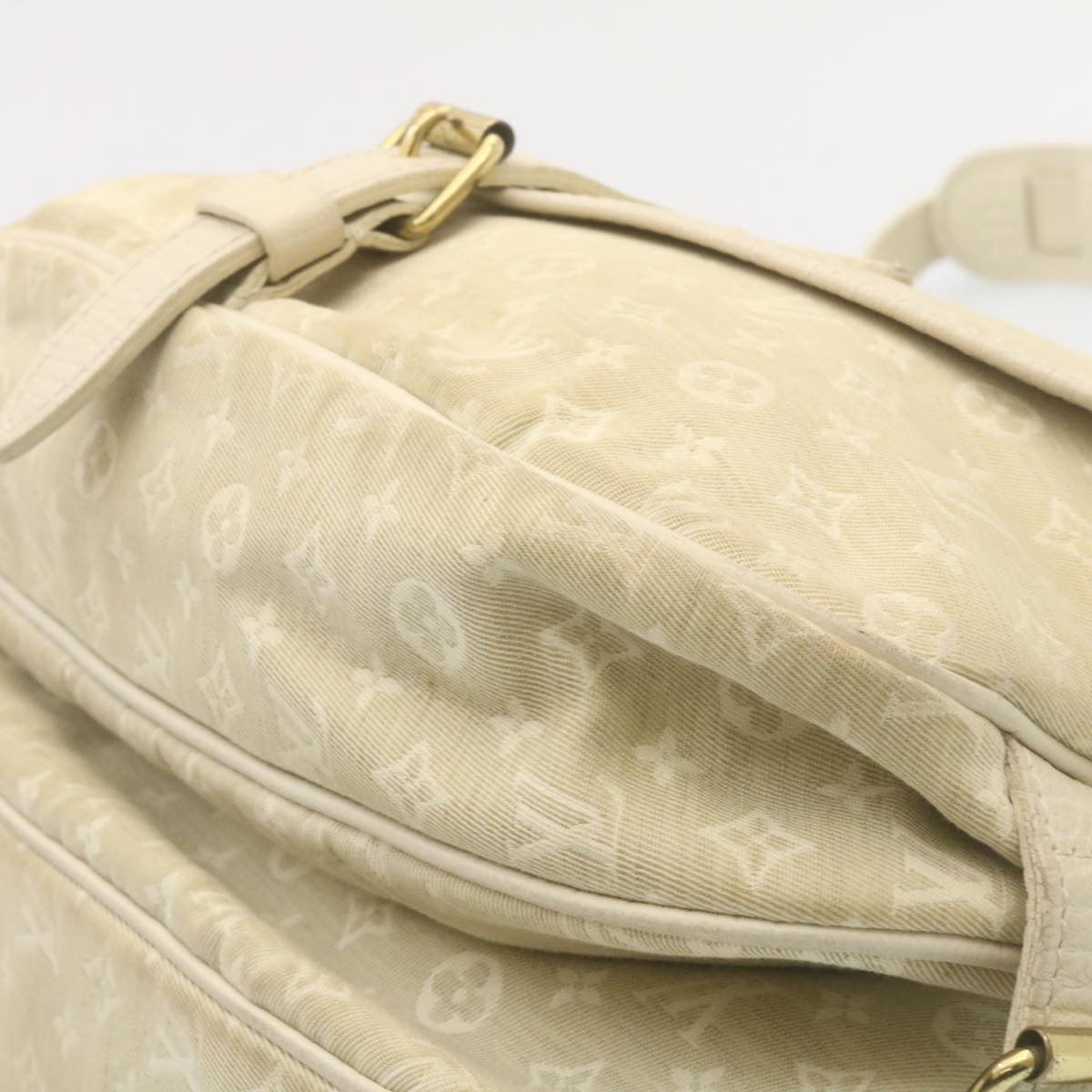 LOUIS VUITTON Monogram Mini Lin Saumur Shoulder Bag Dune M95314 Auth tp159