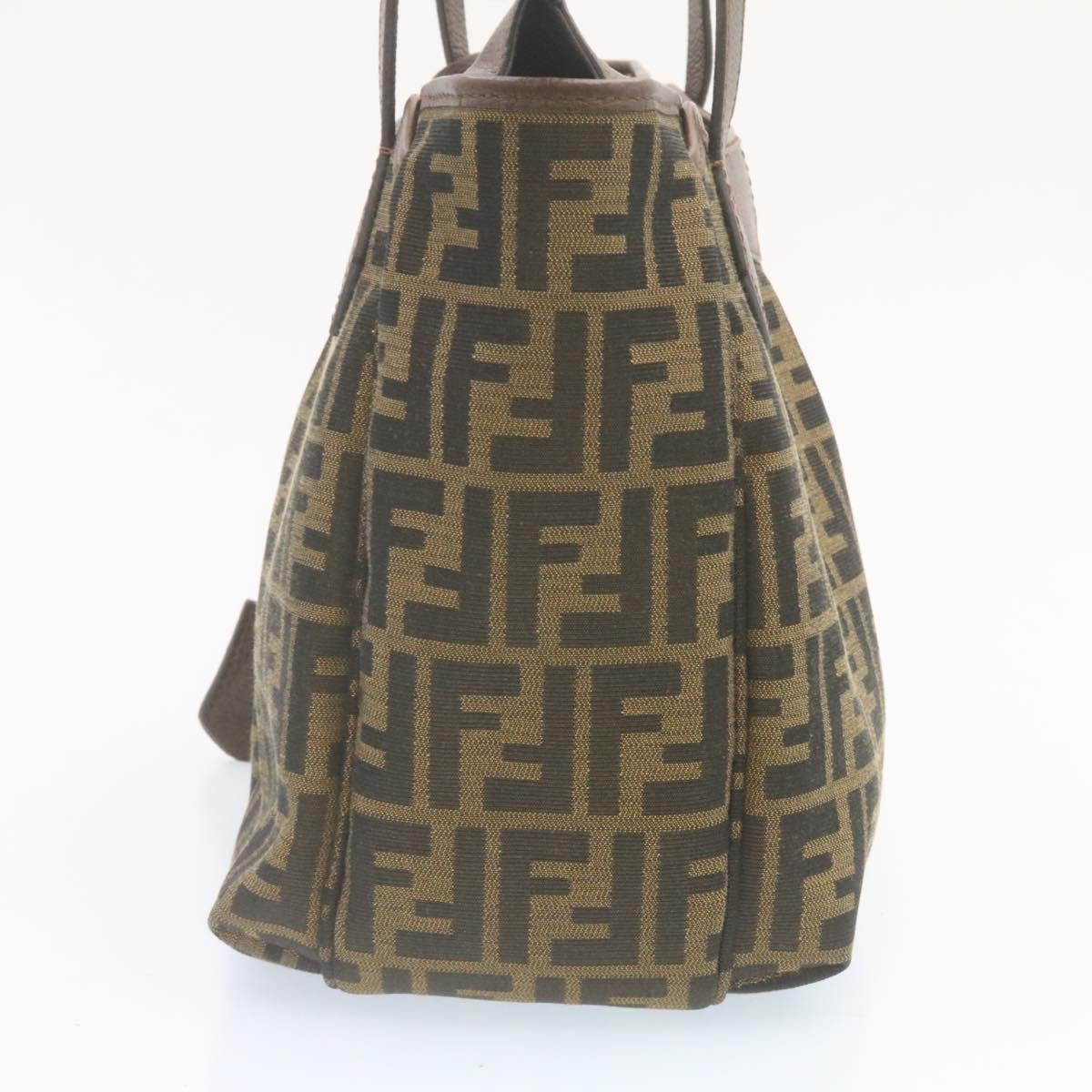 FENDI Zucca Canvas Tote Bag Brown Black Auth tp173