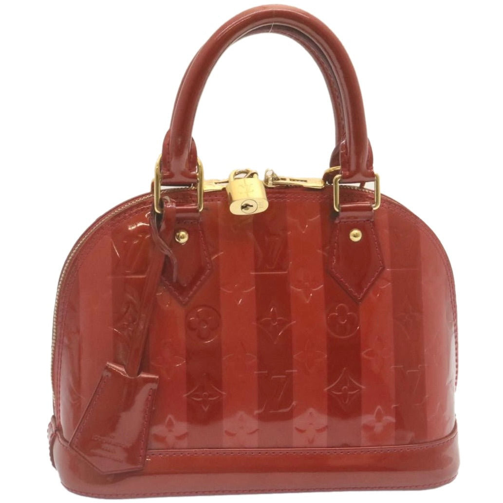 LOUIS VUITTON Vernis Rayures Alma BB Hand Bag Red LV Auth tp198