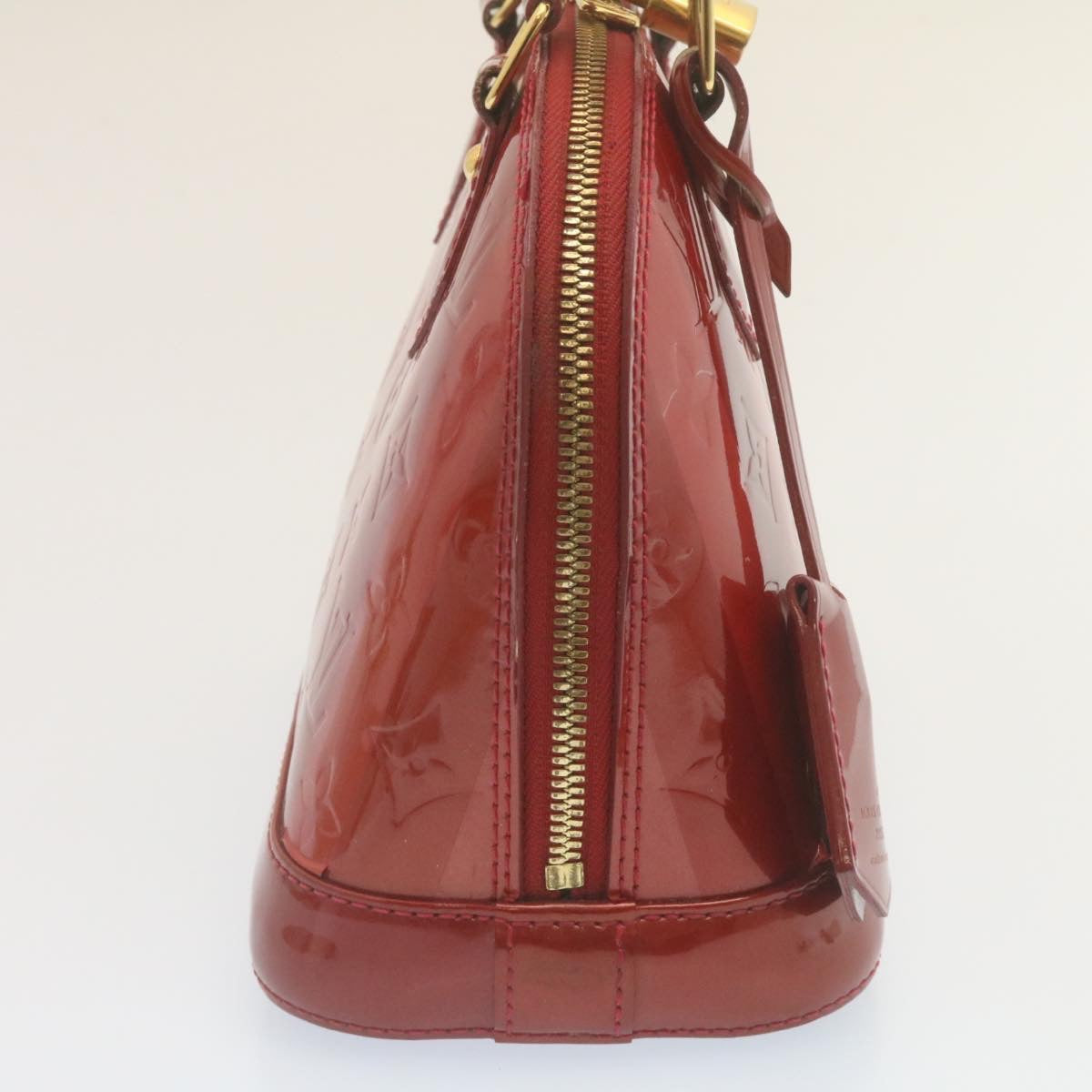 LOUIS VUITTON Vernis Rayures Alma BB Hand Bag Red LV Auth tp198