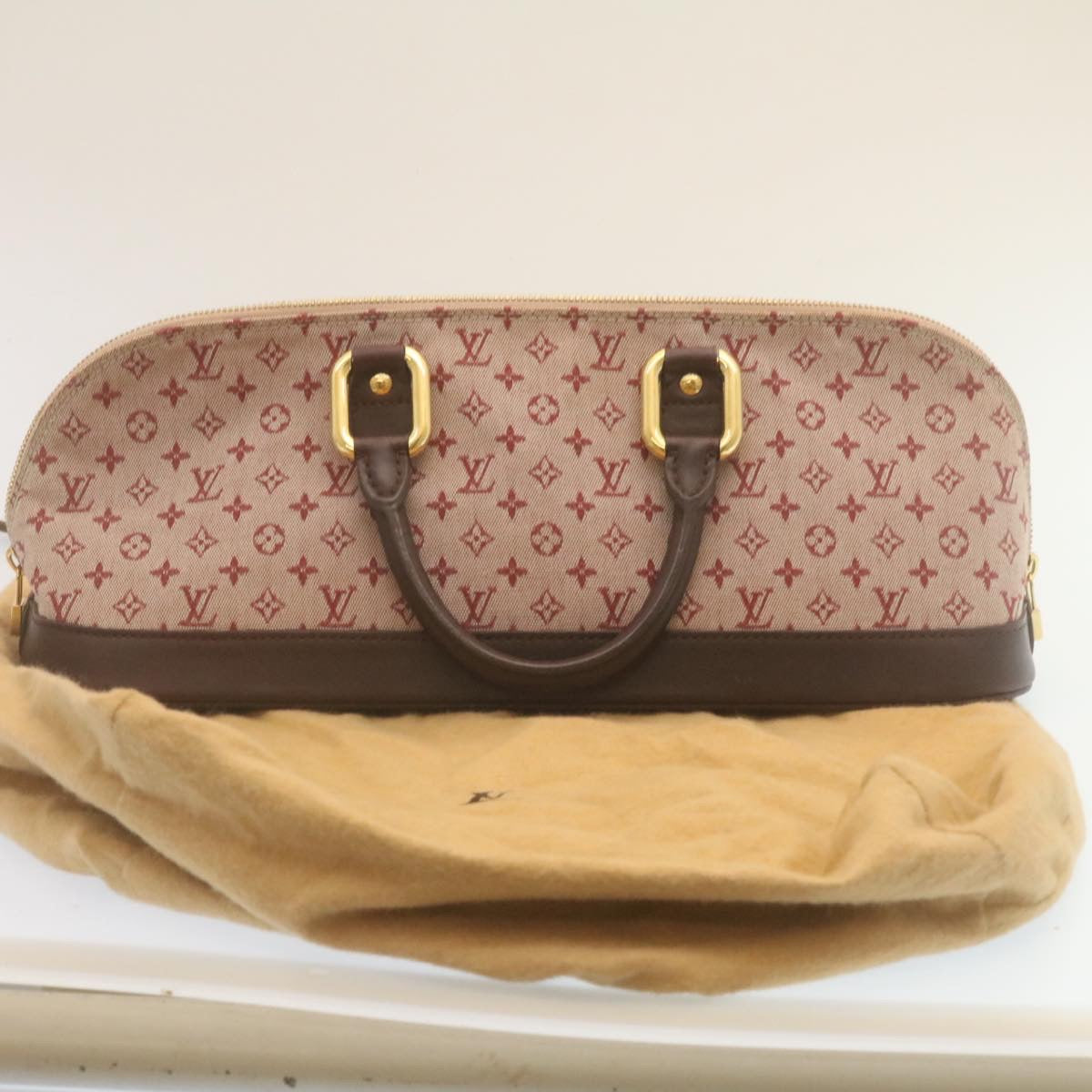 LOUIS VUITTON Monogram Mini Alma Long Hand Bag Red M92207 LV Auth tp208