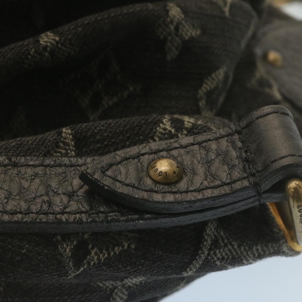 LOUIS VUITTON Monogram Denim XL Shoulder Bag Black M95510 LV Auth tp222