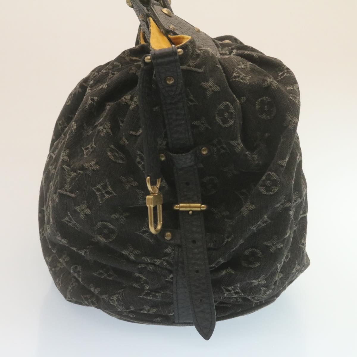 LOUIS VUITTON Monogram Denim XL Shoulder Bag Black M95510 LV Auth tp222