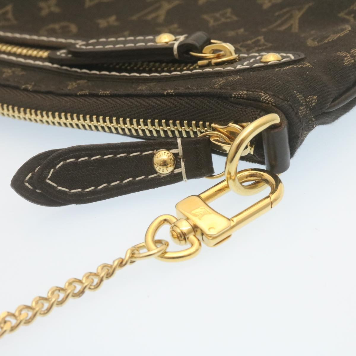 LOUIS VUITTON Monogram Mini Lin Mini Accessory Pouch Ebene M95668 LV Auth tp236