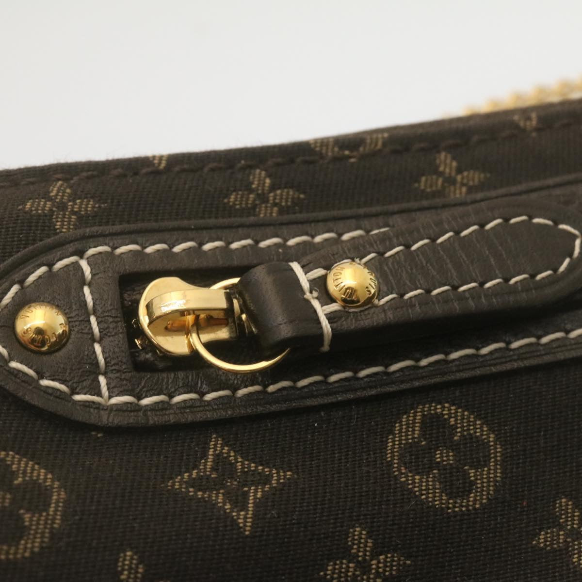 LOUIS VUITTON Monogram Mini Lin Mini Accessory Pouch Ebene M95668 LV Auth tp236