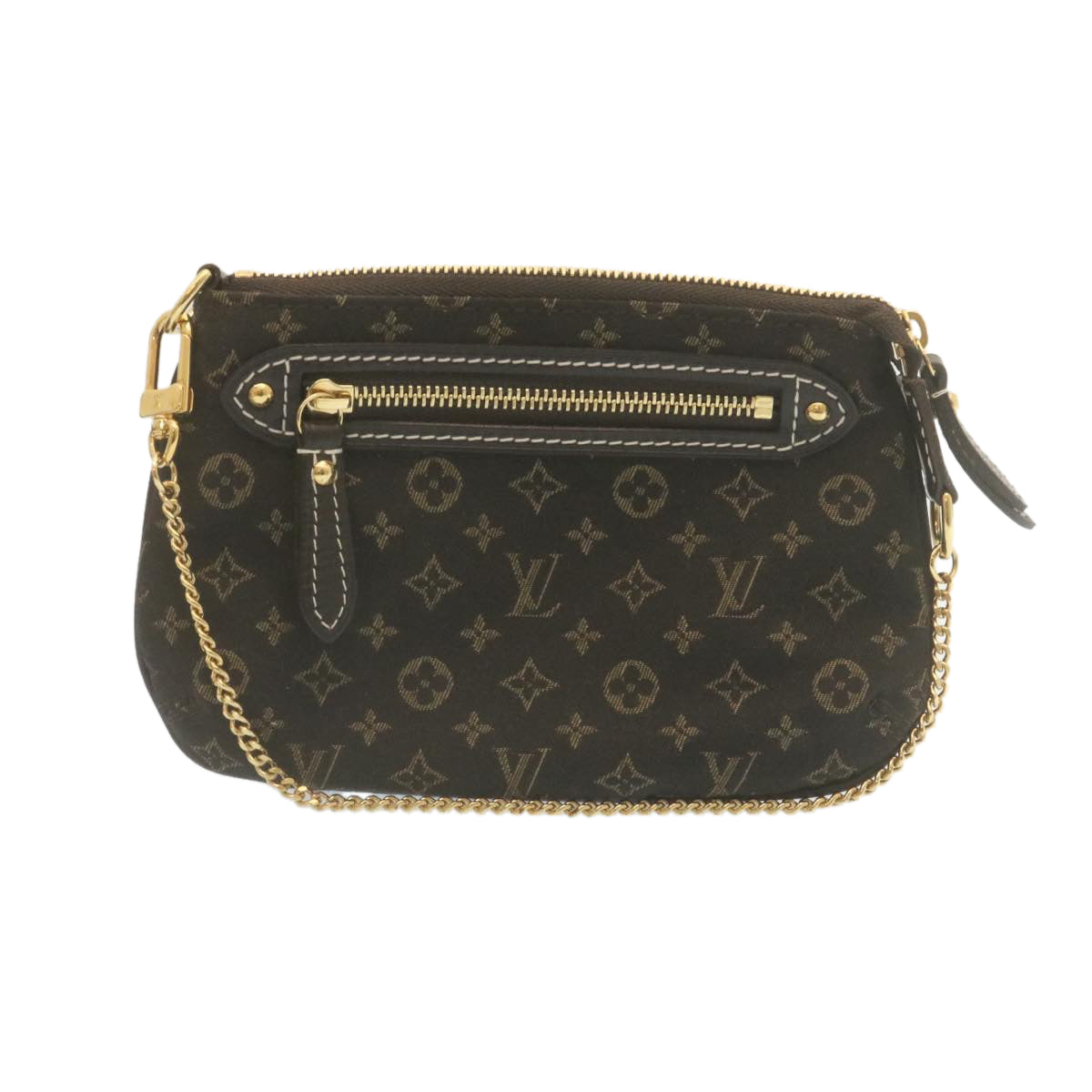 LOUIS VUITTON Monogram Mini Lin Mini Accessory Pouch Ebene M95668 LV Auth tp236