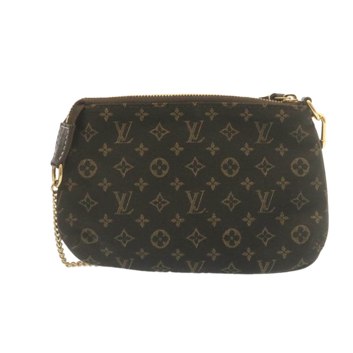 LOUIS VUITTON Monogram Mini Lin Mini Accessory Pouch Ebene M95668 LV Auth tp236