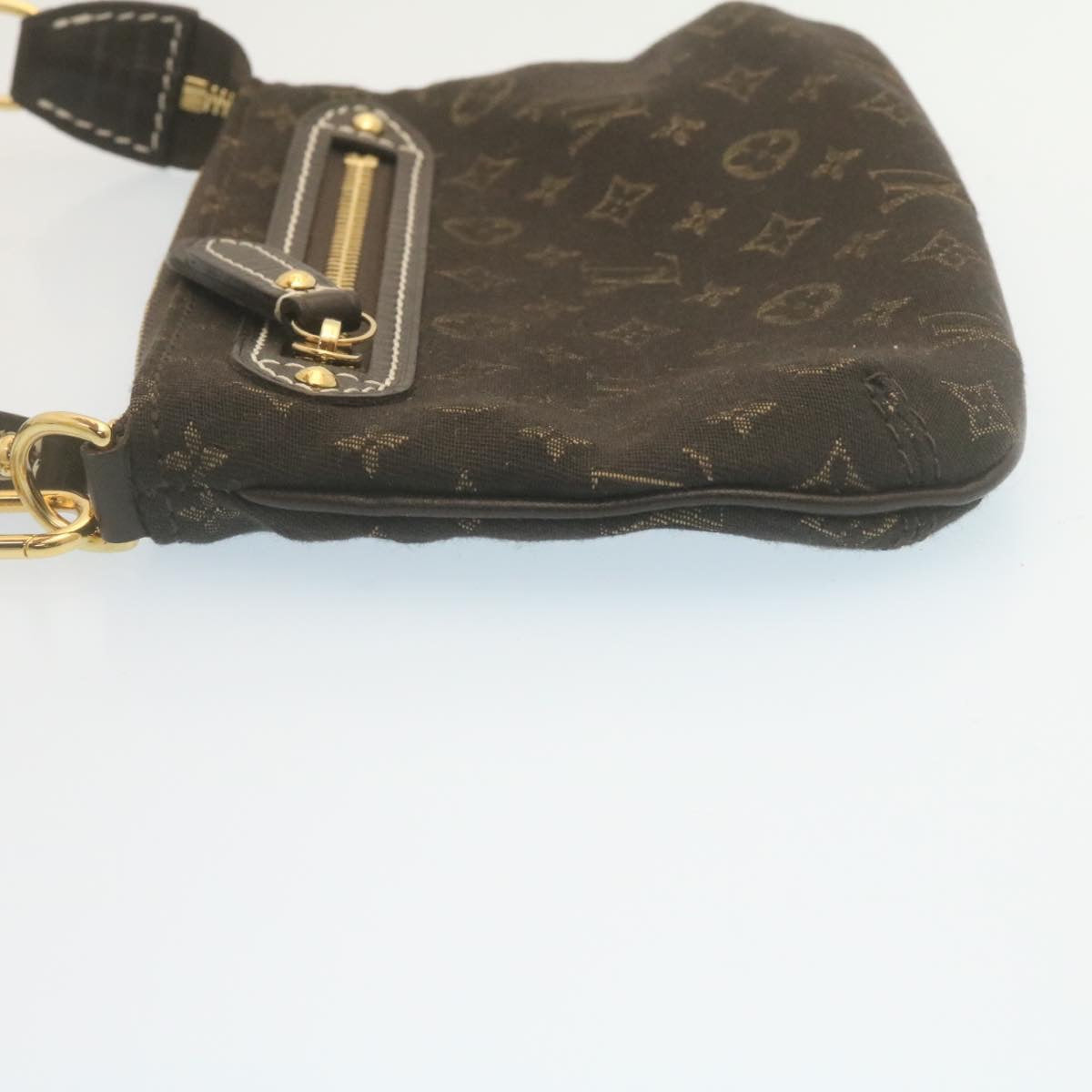 LOUIS VUITTON Monogram Mini Lin Mini Accessory Pouch Ebene M95668 LV Auth tp236