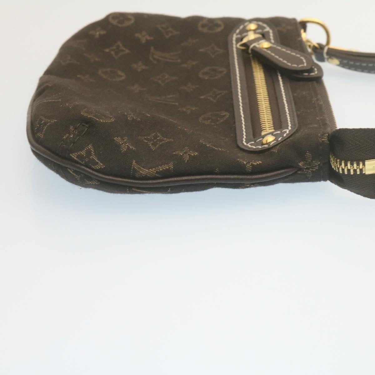 LOUIS VUITTON Monogram Mini Lin Mini Accessory Pouch Ebene M95668 LV Auth tp236