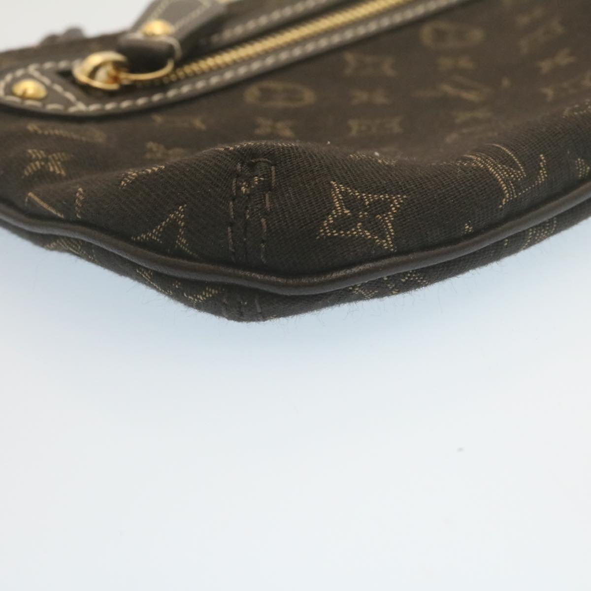 LOUIS VUITTON Monogram Mini Lin Mini Accessory Pouch Ebene M95668 LV Auth tp236