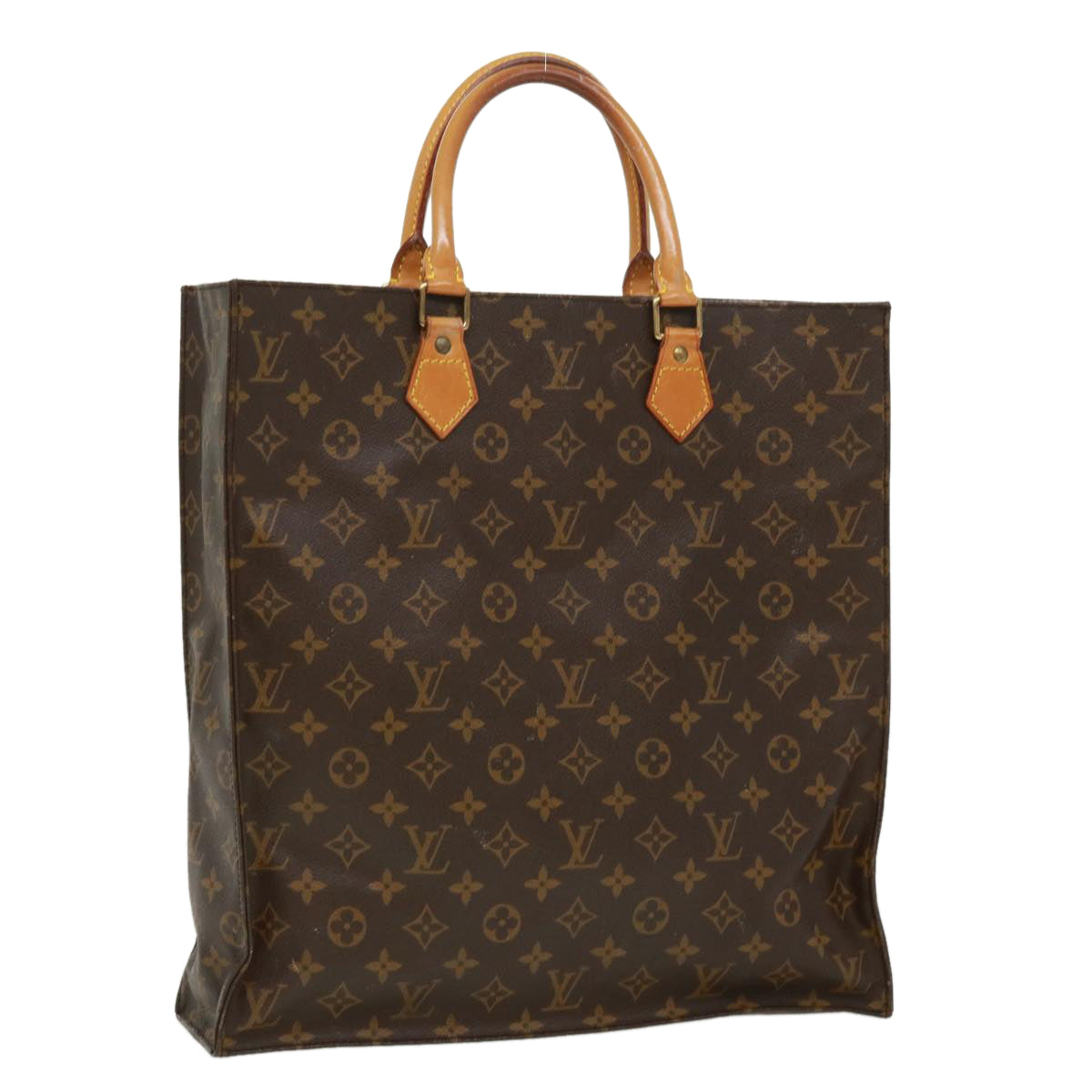 LOUIS VUITTON Monogram Sac Plat Hand Bag M51140 LV Auth tp475