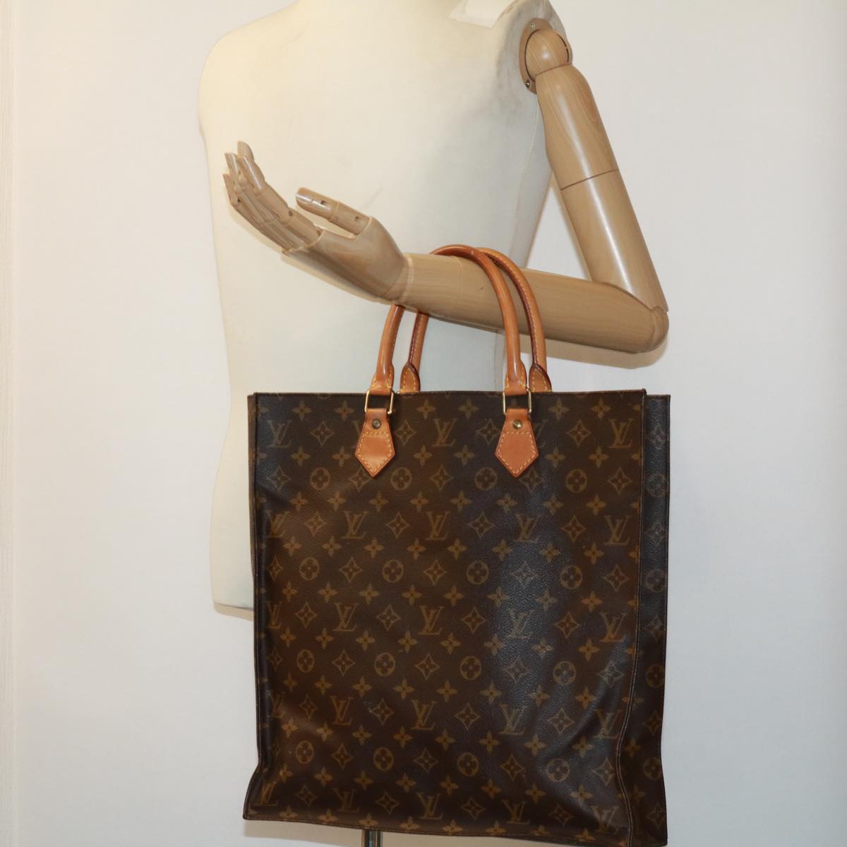 LOUIS VUITTON Monogram Sac Plat Hand Bag M51140 LV Auth tp475