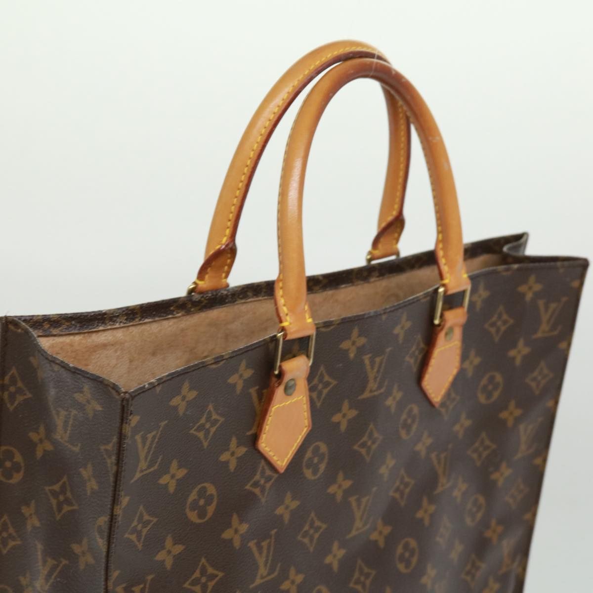 LOUIS VUITTON Monogram Sac Plat Hand Bag M51140 LV Auth tp475