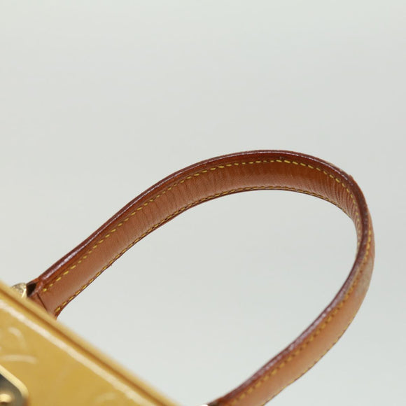 LOUIS VUITTON Monogram Vernis Bleecker Cosmetic Pouch Beige M91002 Auth tp501