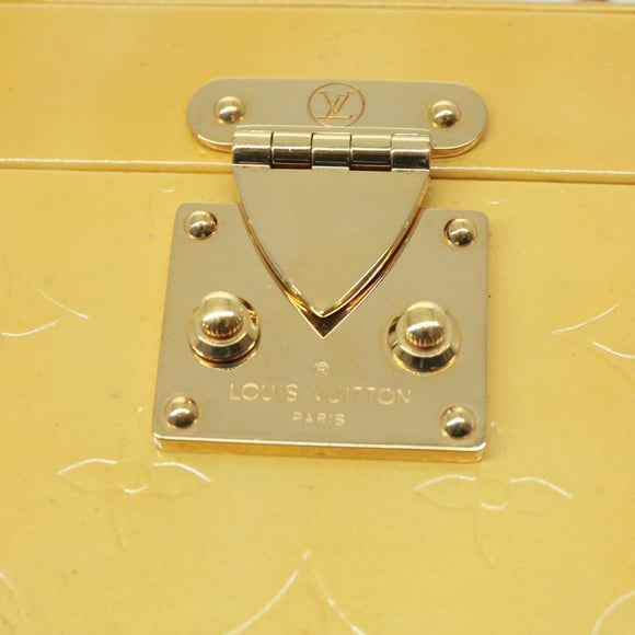 LOUIS VUITTON Monogram Vernis Bleecker Cosmetic Pouch Beige M91002 Auth tp501