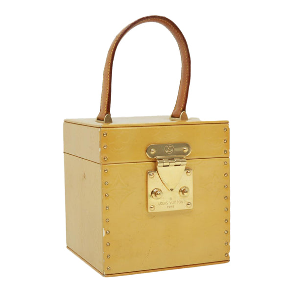 LOUIS VUITTON Monogram Vernis Bleecker Cosmetic Pouch Beige M91002 Auth tp501