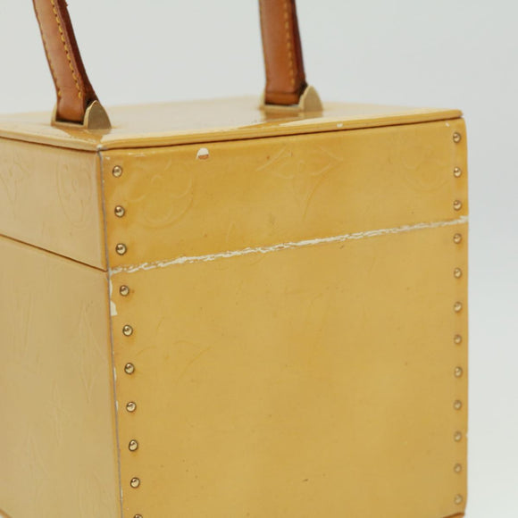 LOUIS VUITTON Monogram Vernis Bleecker Cosmetic Pouch Beige M91002 Auth tp501