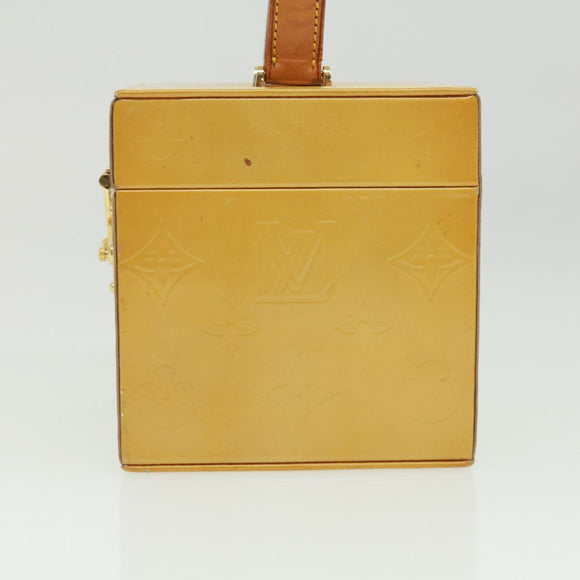 LOUIS VUITTON Monogram Vernis Bleecker Cosmetic Pouch Beige M91002 Auth tp501