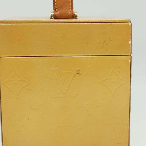 LOUIS VUITTON Monogram Vernis Bleecker Cosmetic Pouch Beige M91002 Auth tp501