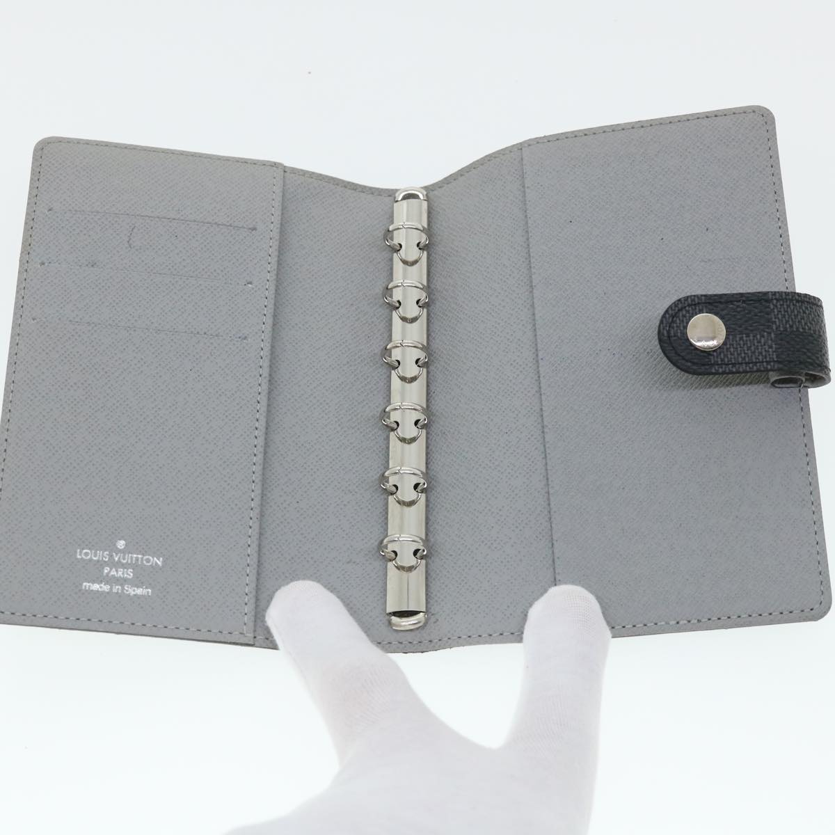 LOUIS VUITTON Damier Graphite Agenda PM Day Planner Cover R21079 LV Auth tp590