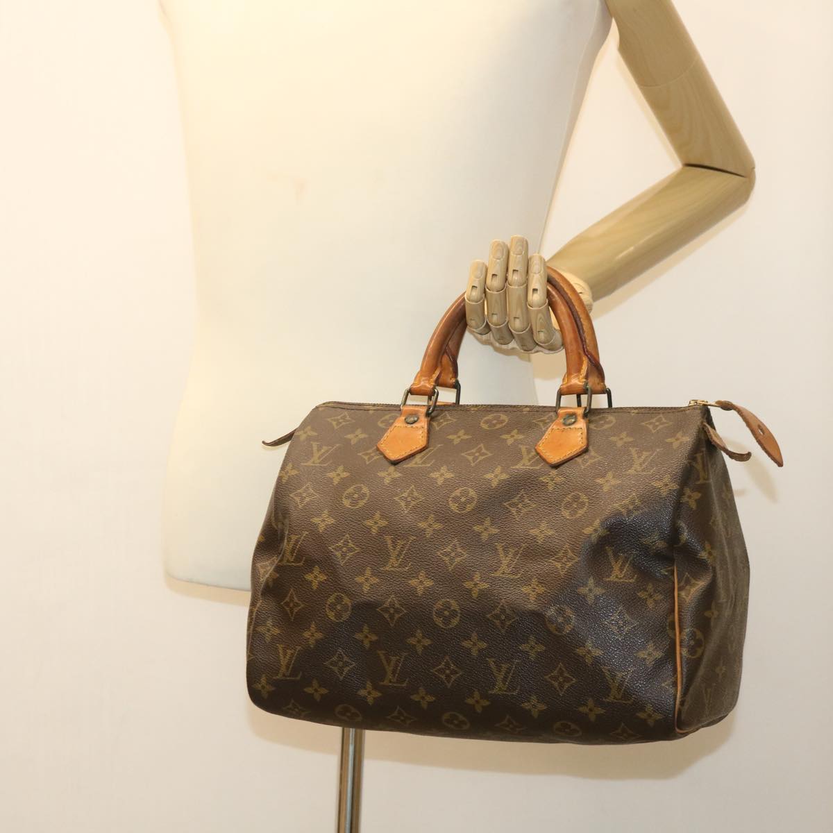 LOUIS VUITTON Monogram Speedy 30 Hand Bag M41526 LV Auth tp596