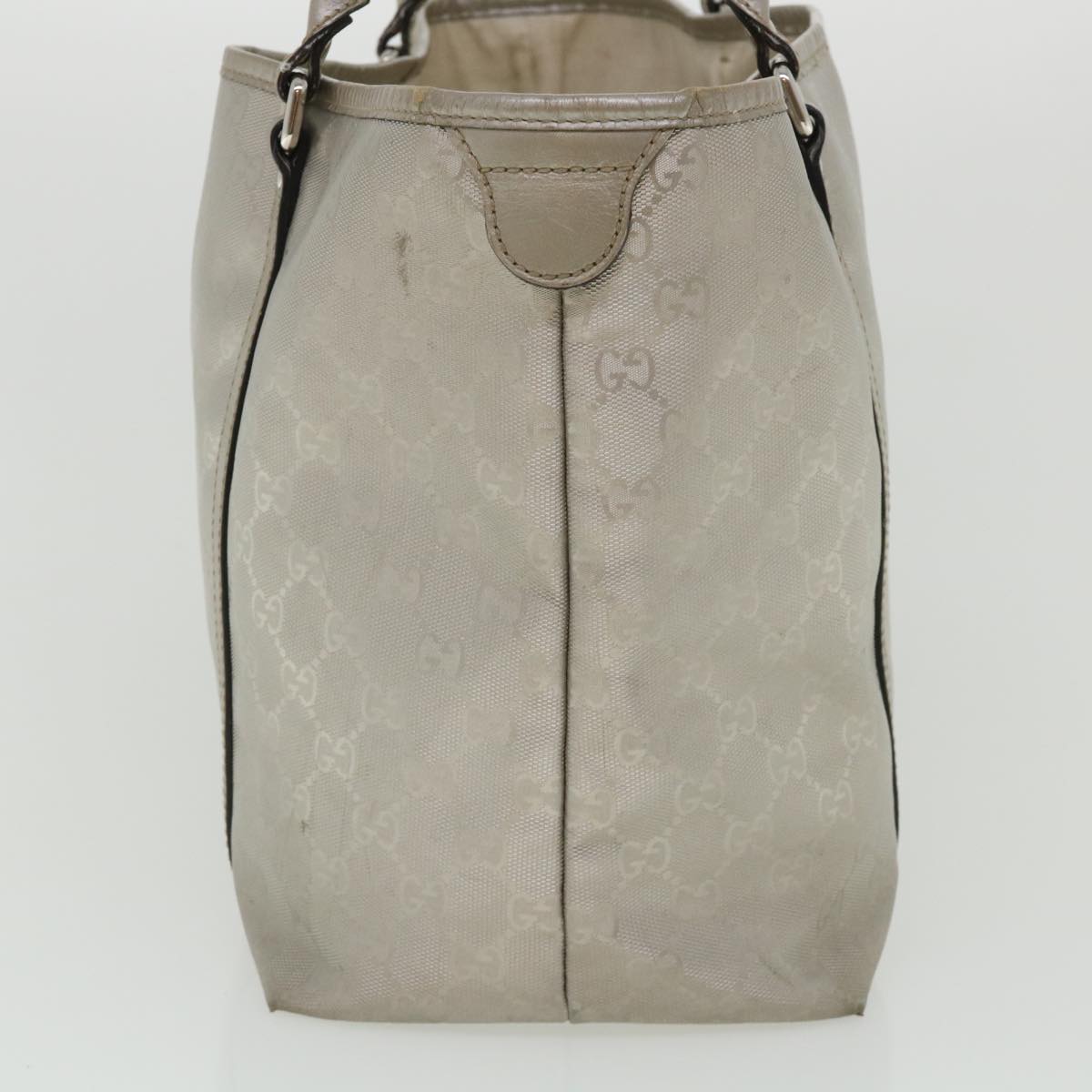 GUCCI GG Canvas Shoulder Bag Silver 197953 Auth tp598