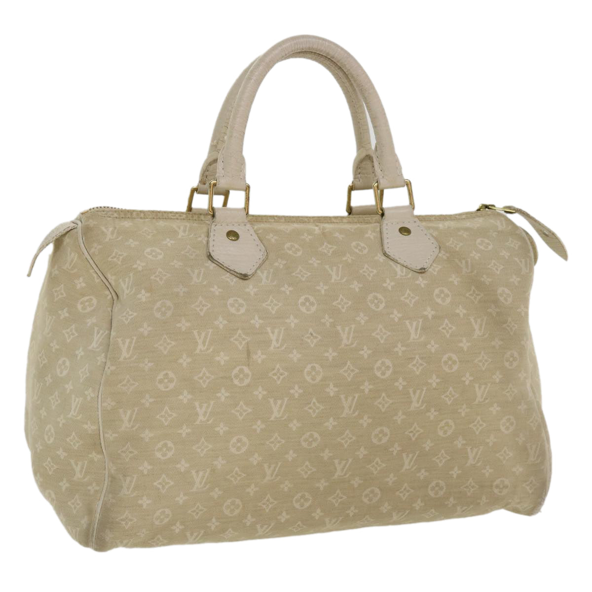 LOUIS VUITTON Monogram Mini Lin Speedy 30 Hand Bag White M95319 LV Auth tp613