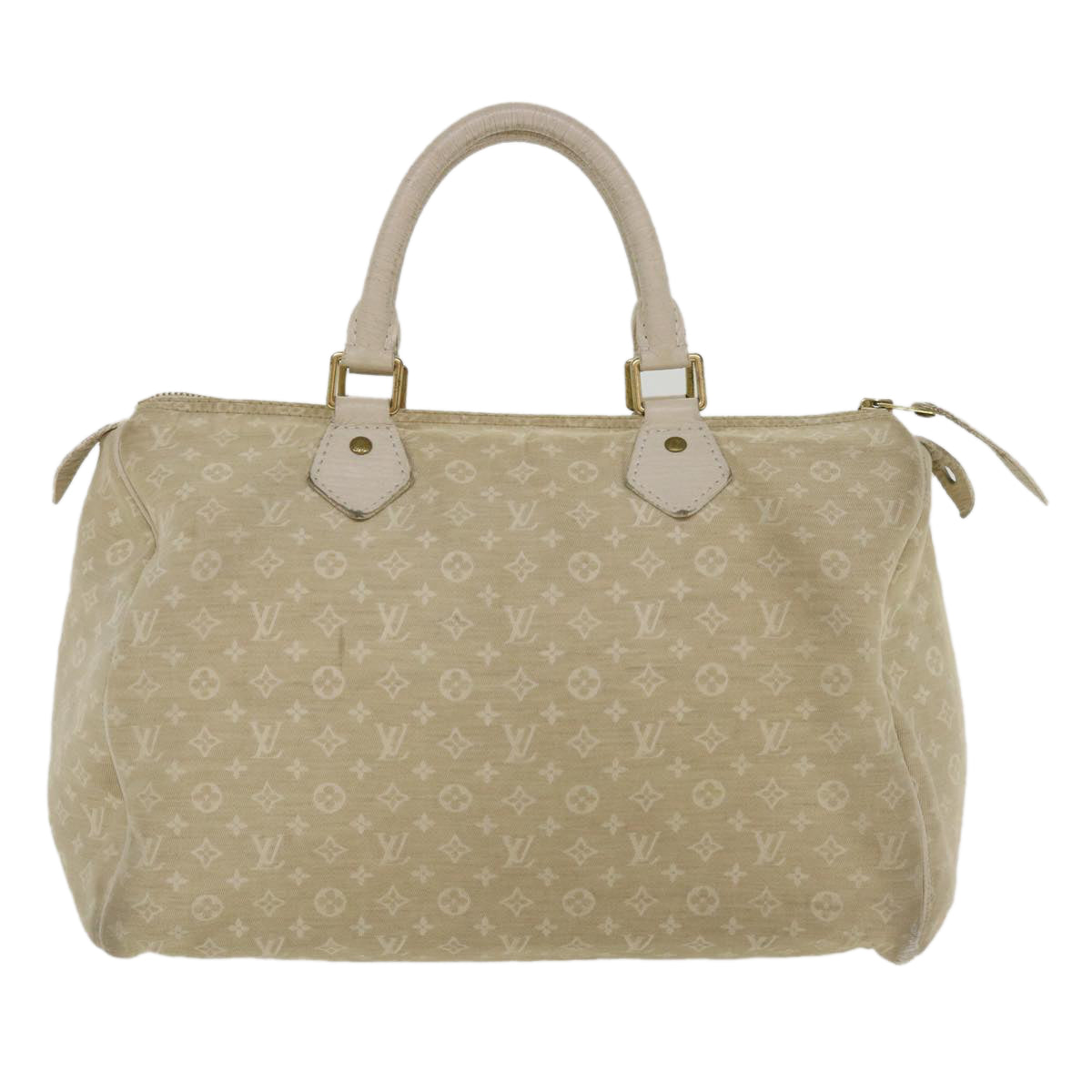 LOUIS VUITTON Monogram Mini Lin Speedy 30 Hand Bag White M95319 LV Auth tp613