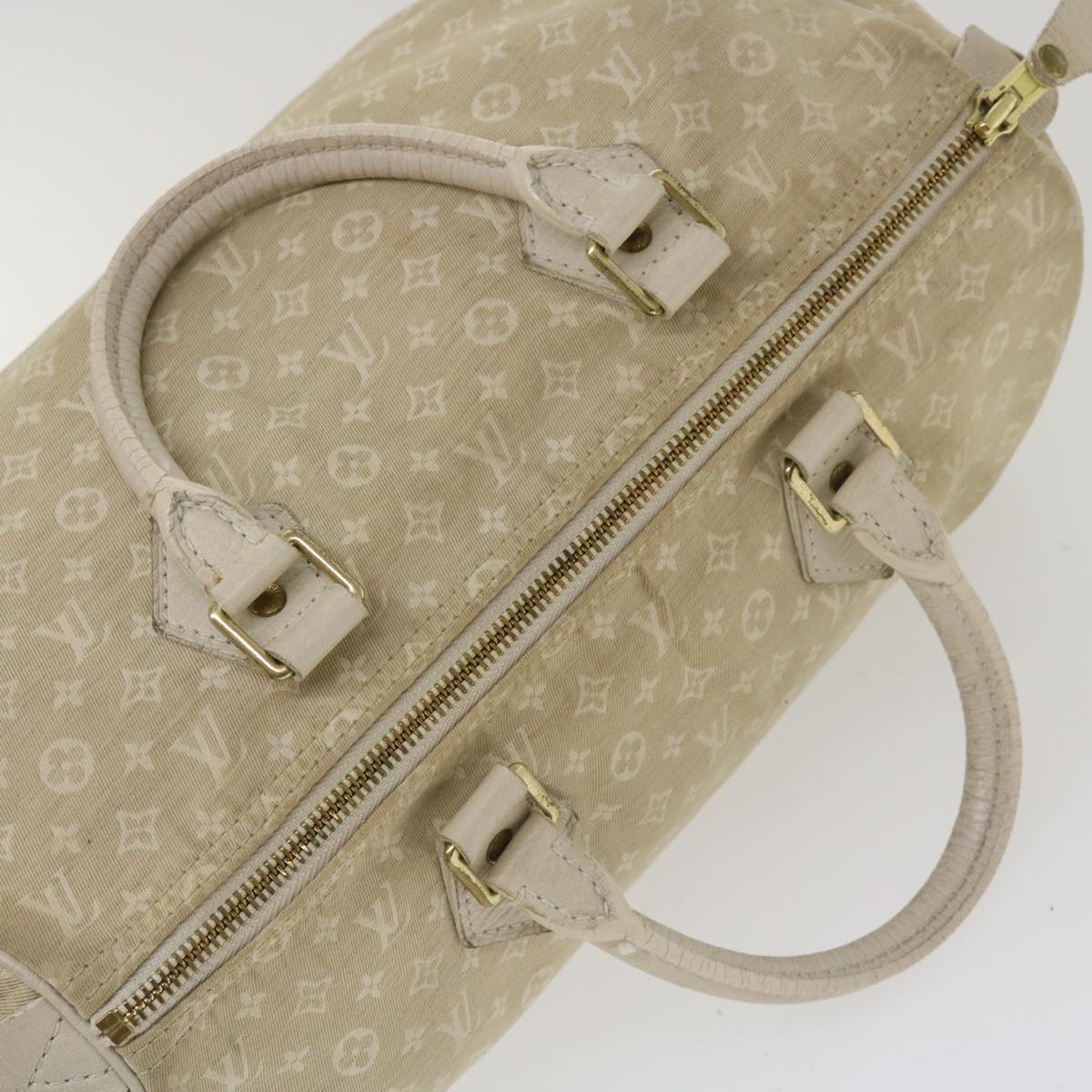 LOUIS VUITTON Monogram Mini Lin Speedy 30 Hand Bag White M95319 LV Auth tp613