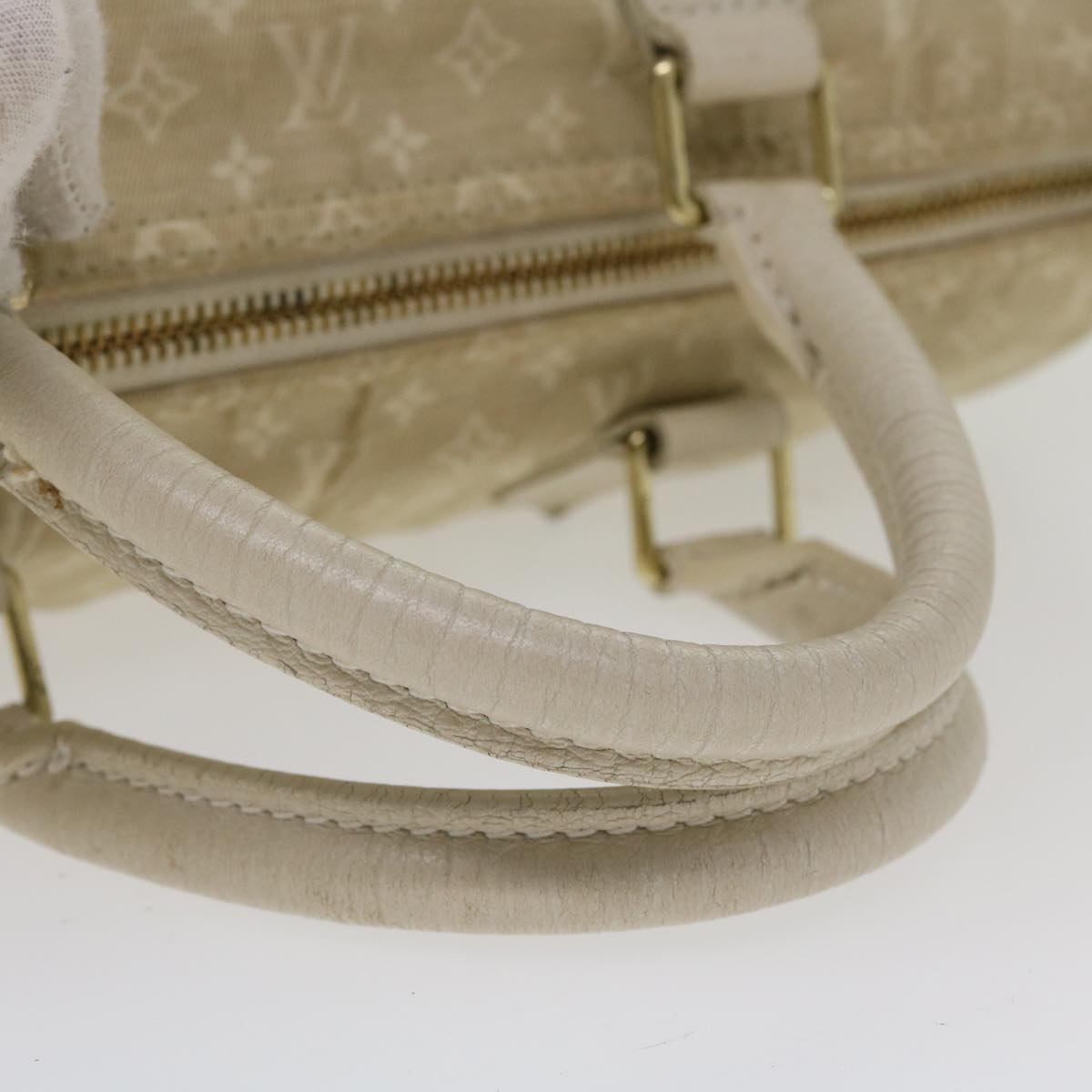 LOUIS VUITTON Monogram Mini Lin Speedy 30 Hand Bag White M95319 LV Auth tp613