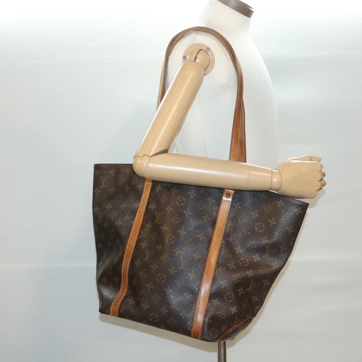 LOUIS VUITTON Monogram Sac Shopping Tote Bag M51108 LV Auth tp627