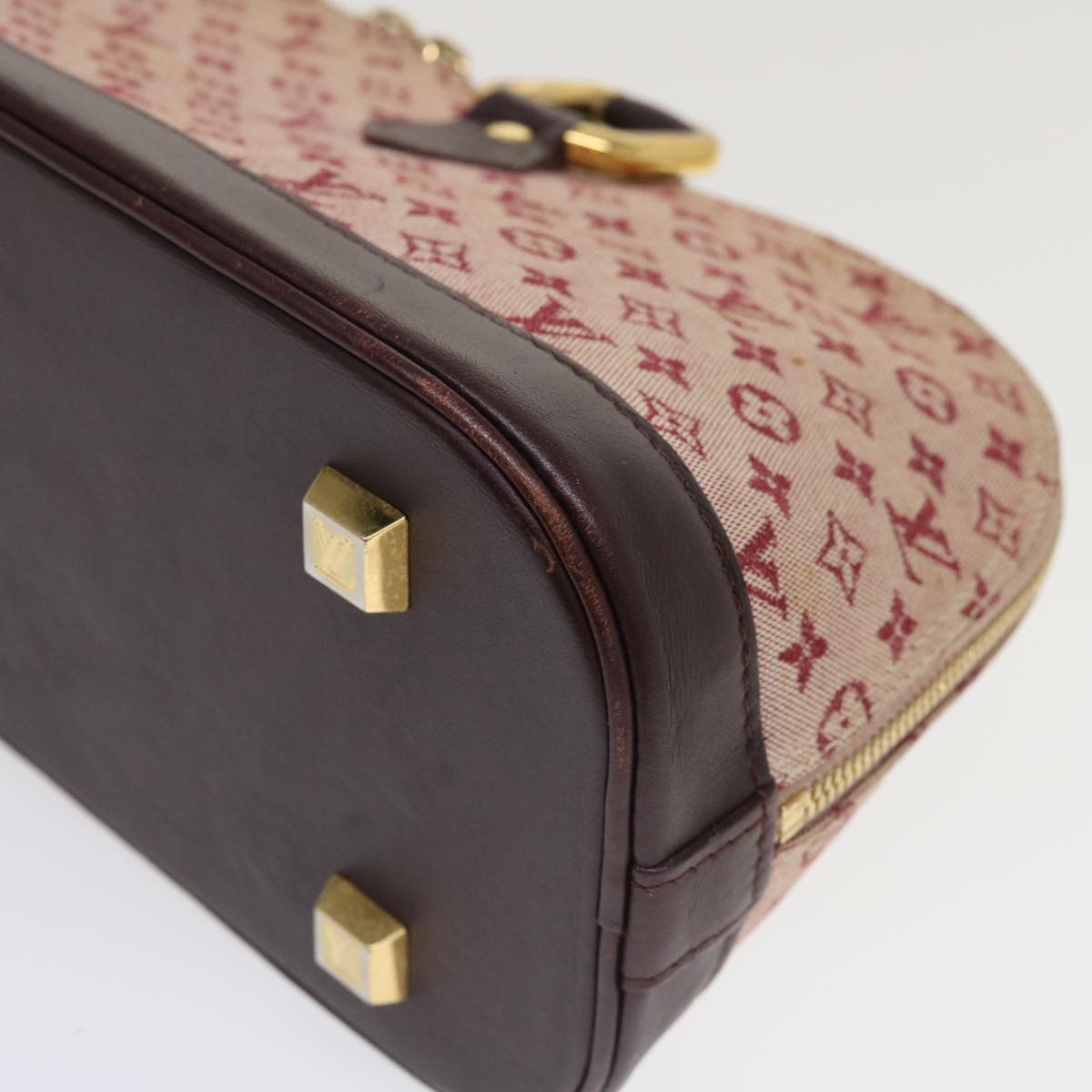 LOUIS VUITTON Monogram Mini Alma Long Hand Bag Red M92207 LV Auth tp631