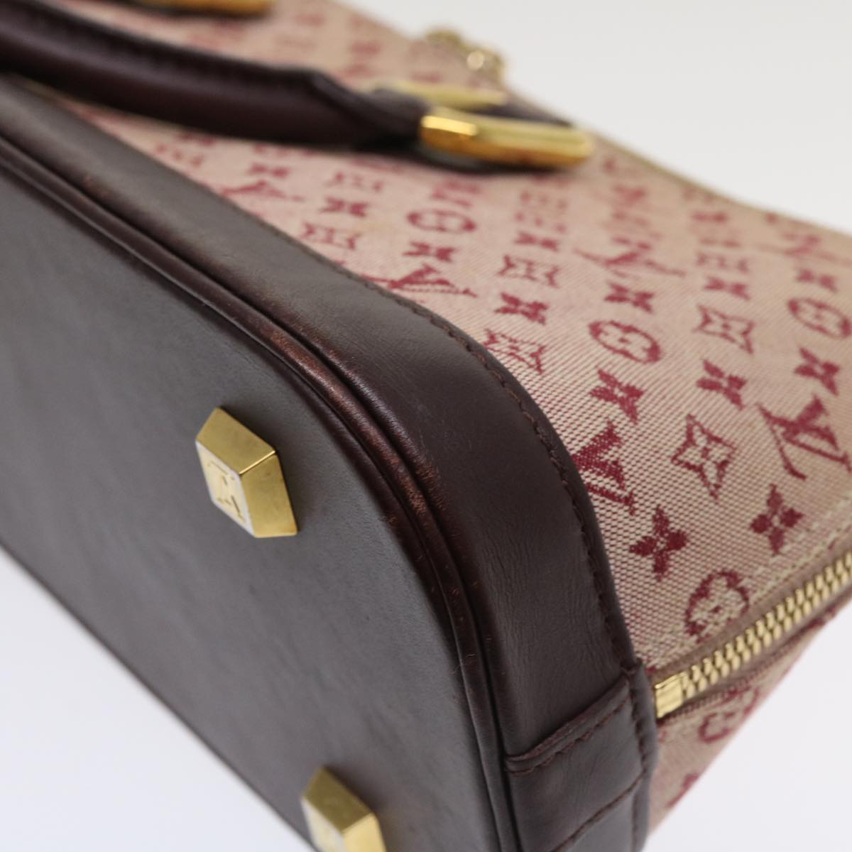 LOUIS VUITTON Monogram Mini Alma Long Hand Bag Red M92207 LV Auth tp631