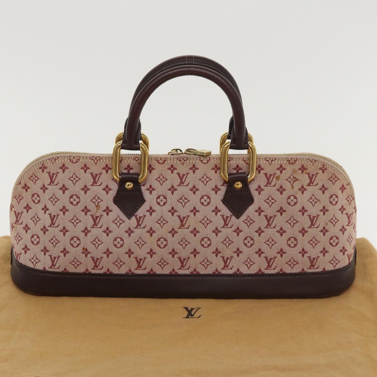 LOUIS VUITTON Monogram Mini Alma Long Hand Bag Red M92207 LV Auth tp631