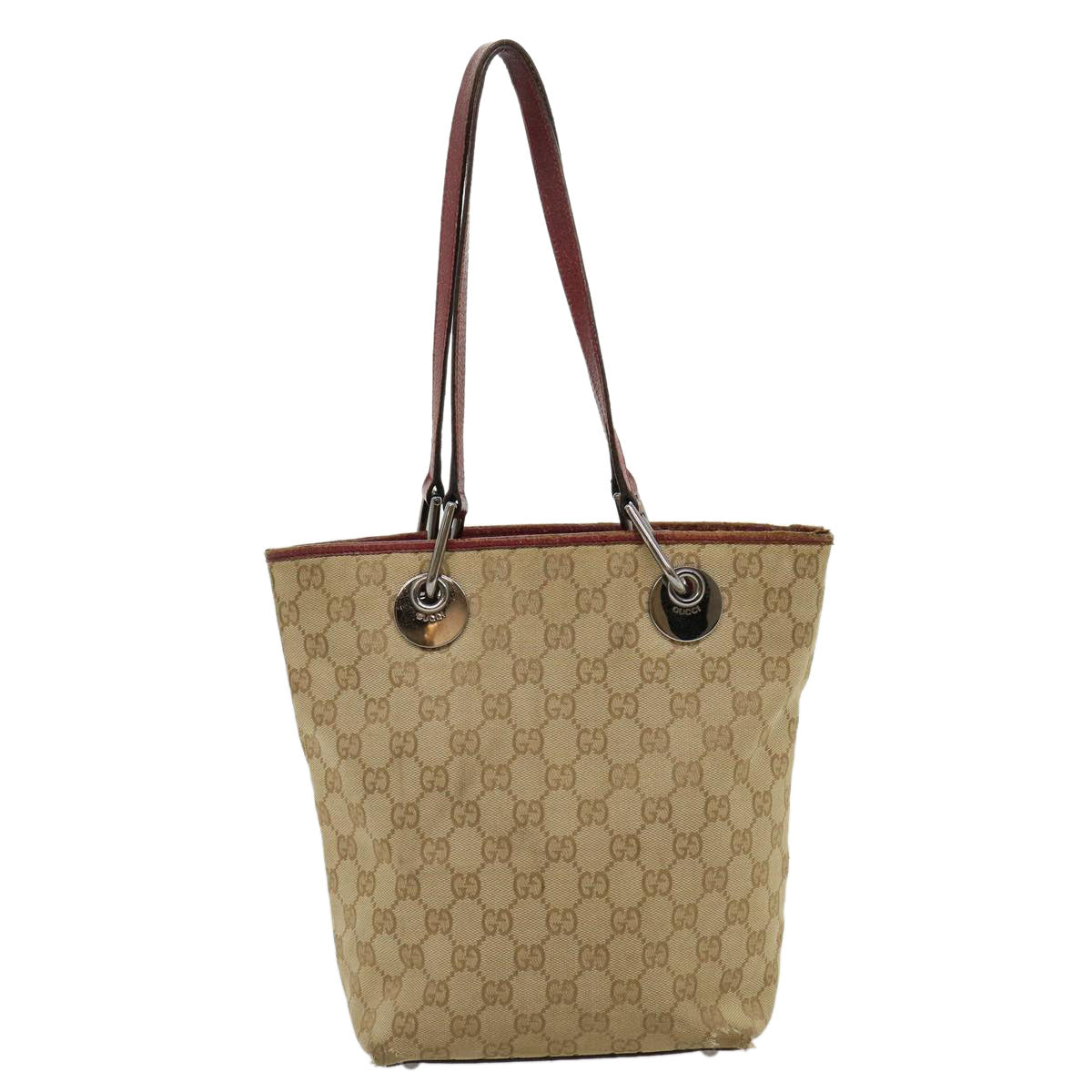 GUCCI GG Canvas Tote Bag Beige Auth uy028