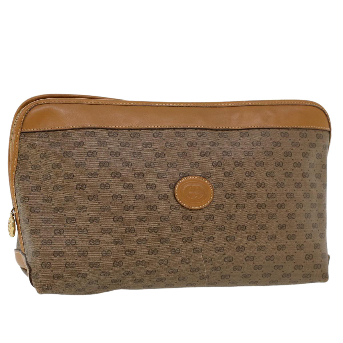 GUCCI Micro GG Canvas Clutch Bag PVC Leather Beige 014•58•0198 Auth uy121