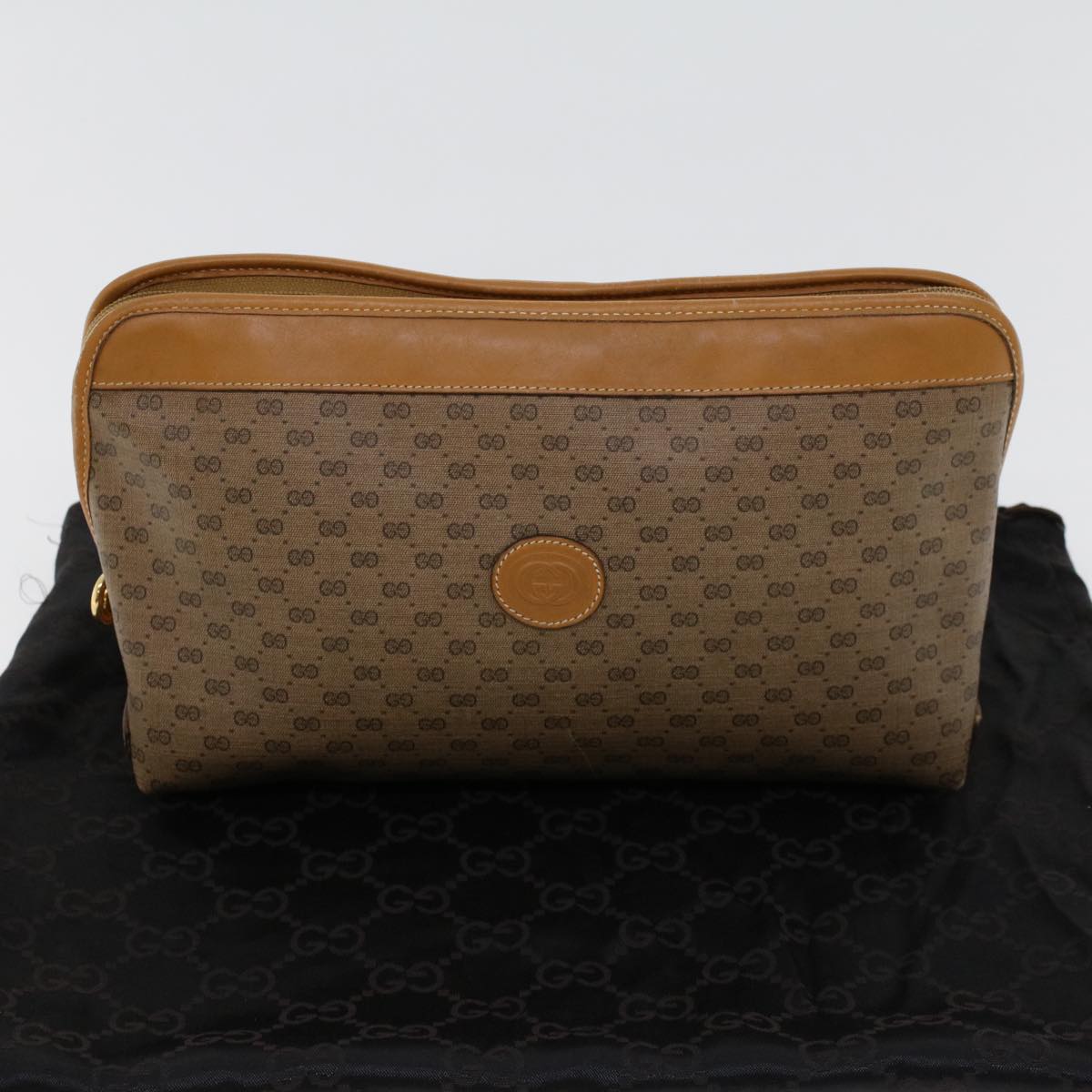 GUCCI Micro GG Canvas Clutch Bag PVC Leather Beige 014•58•0198 Auth uy121