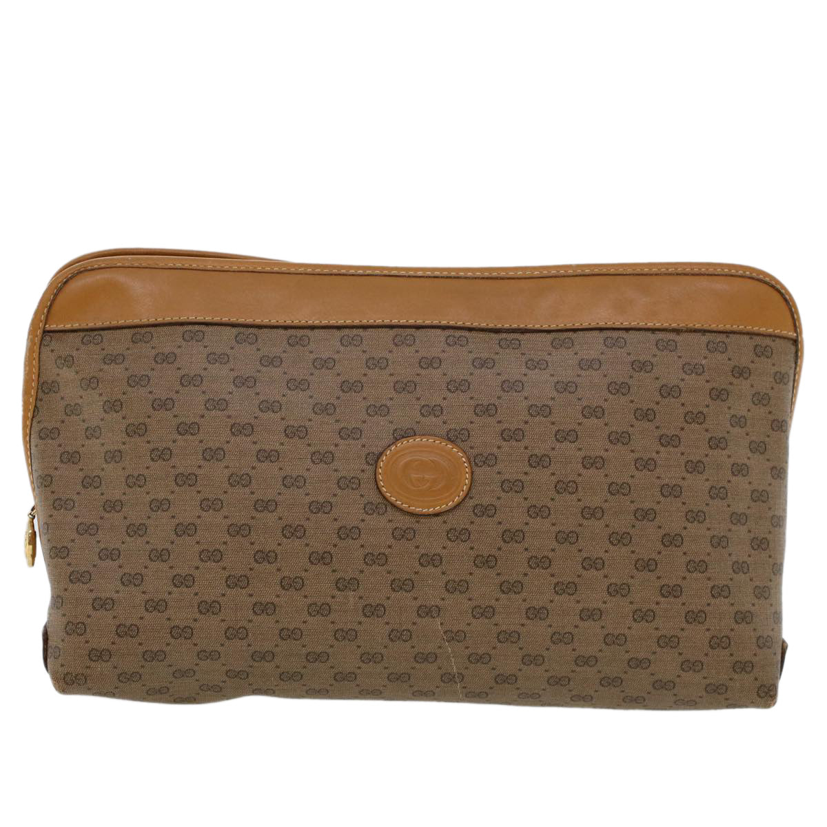 GUCCI Micro GG Canvas Clutch Bag PVC Leather Beige 014•58•0198 Auth uy121