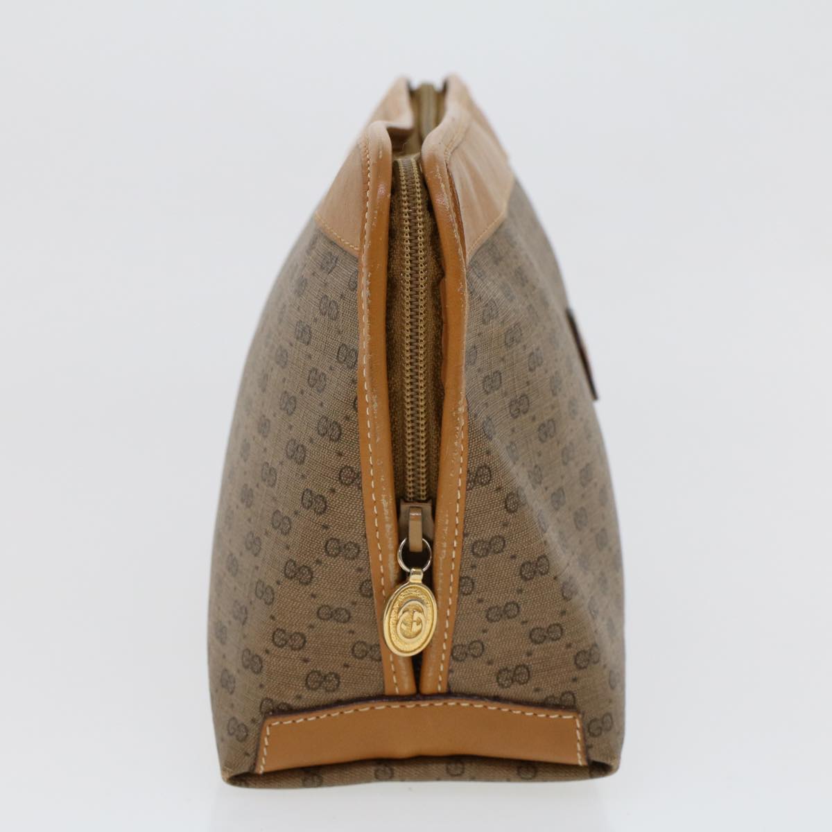 GUCCI Micro GG Canvas Clutch Bag PVC Leather Beige 014•58•0198 Auth uy121