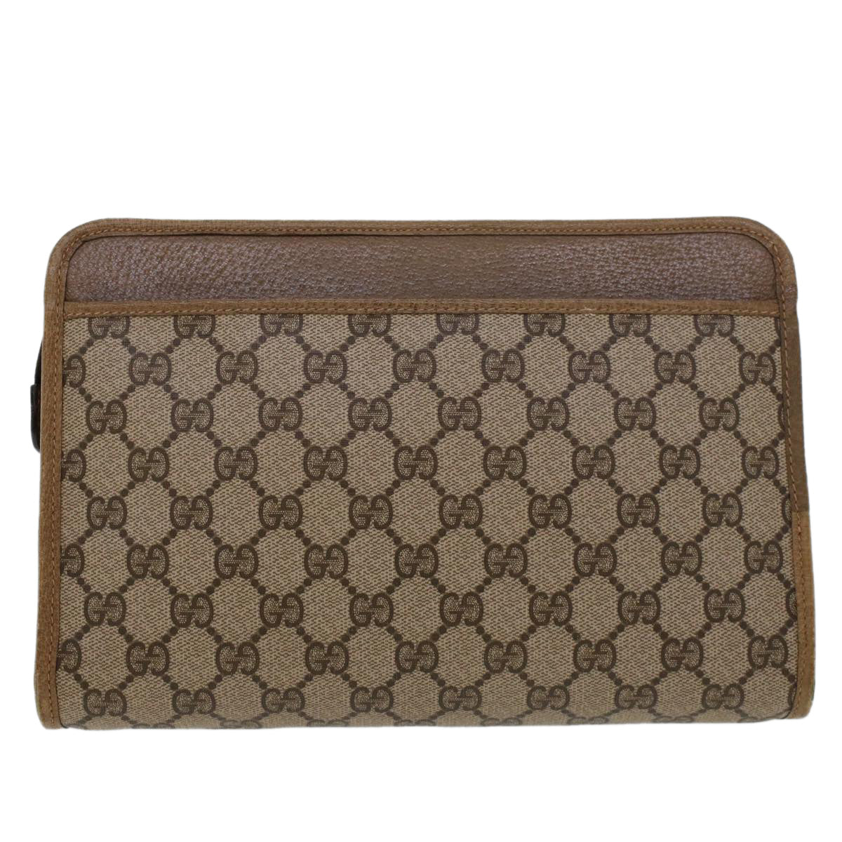 GUCCI GG Canvas Clutch Bag PVC Leather Beige 41.01.037 Auth uy122 - 0