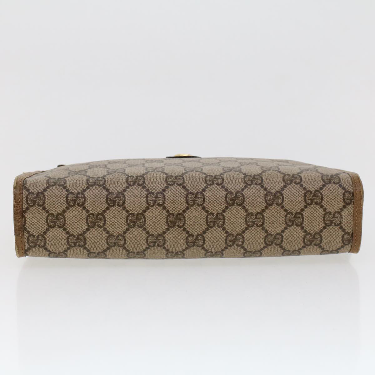 GUCCI GG Canvas Clutch Bag PVC Leather Beige 41.01.037 Auth uy122