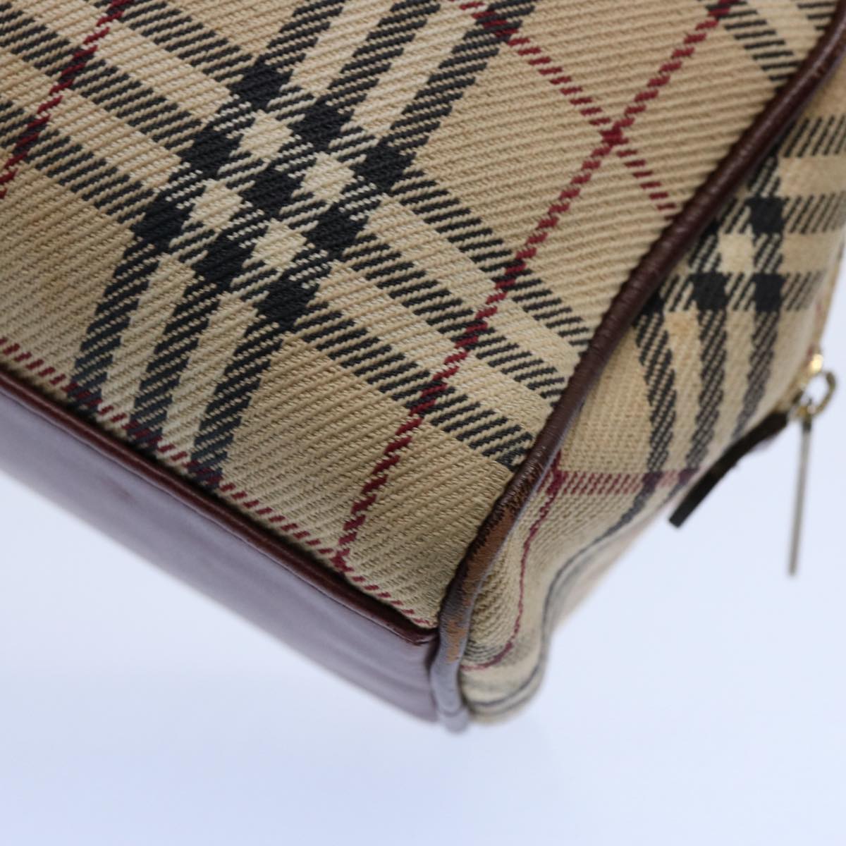 BURBERRY Nova Check Blue Label Hand Bag Canvas Beige Brown Auth uy143