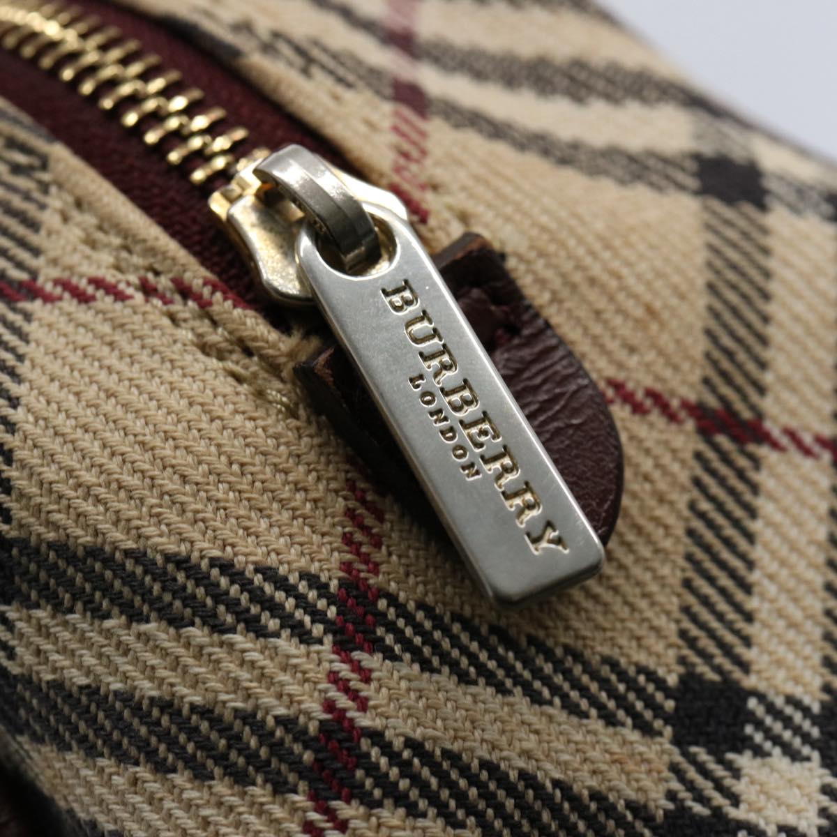 BURBERRY Nova Check Blue Label Hand Bag Canvas Beige Brown Auth uy143