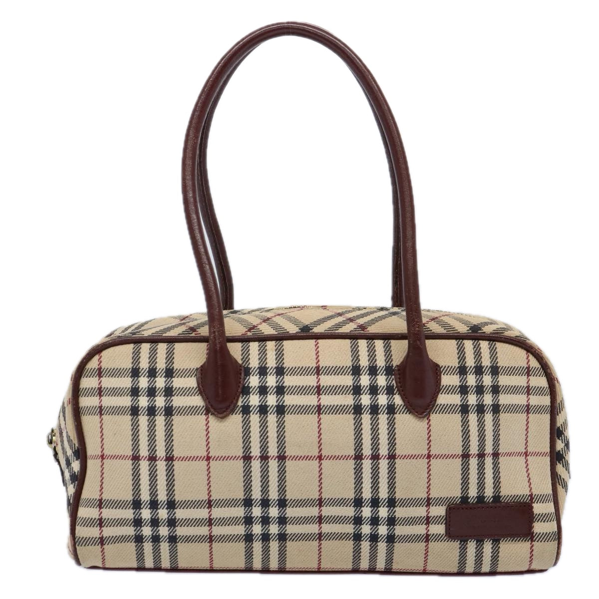 BURBERRY Nova Check Blue Label Hand Bag Canvas Beige Brown Auth uy143